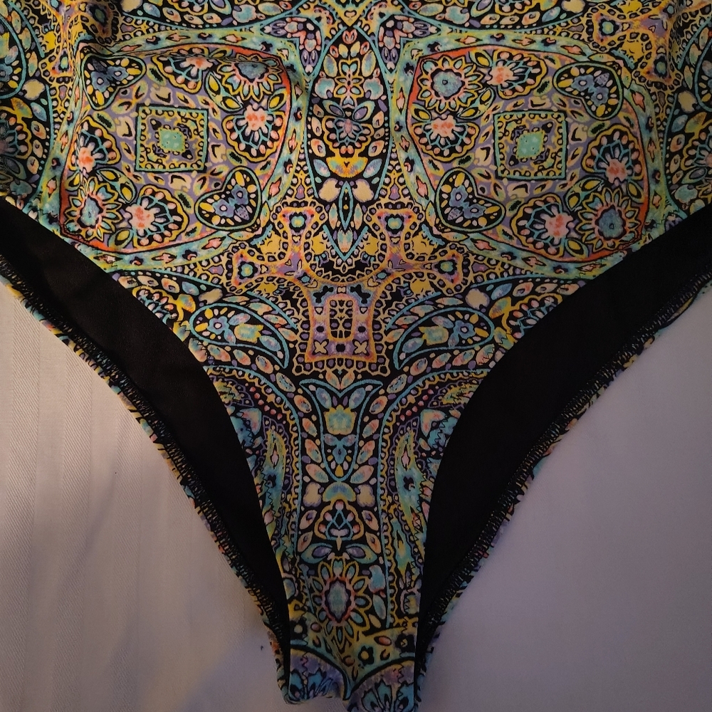 Victoria's Secret Monokini Mosaic Garden Teal Blue Green lace up swimsuit - Picture 4 of 8